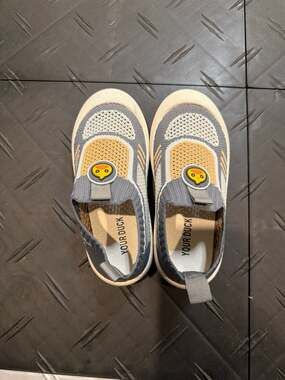 YOUR DUCK Toddler Mesh Slip-On Sneakers Breathable First Walkers Gray Yellow